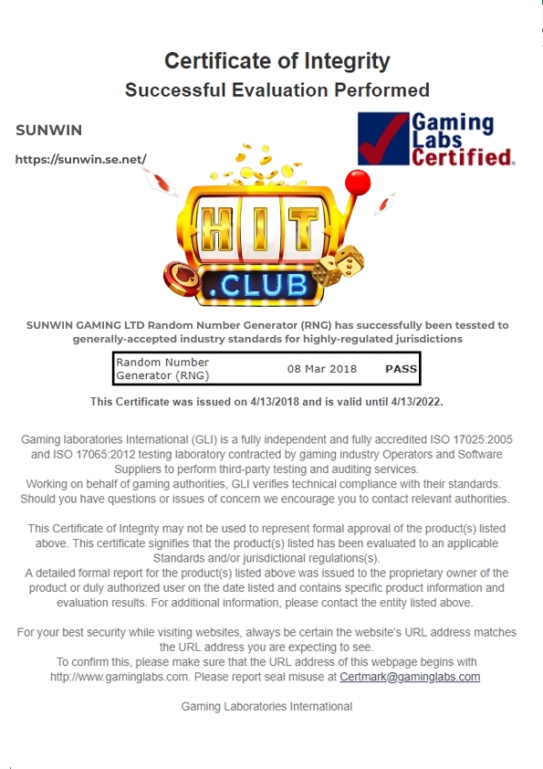 gaming labs certification hitclub